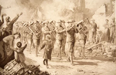 La musica del trionfo: gli australiani vittoriosi entrano a Bapaume, 17 marzo 1917